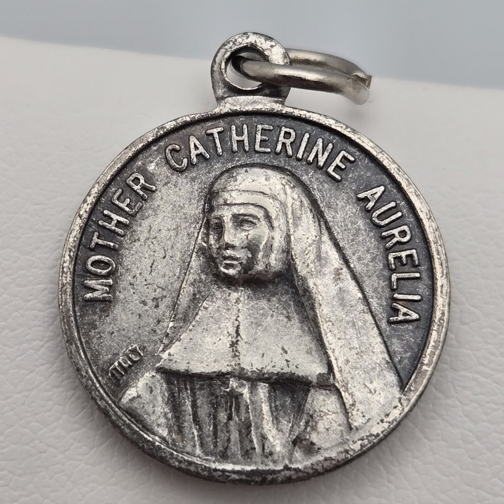 Mother Catherine Aurelia Religious Medal Silver Tone Pendant Canadian Nun